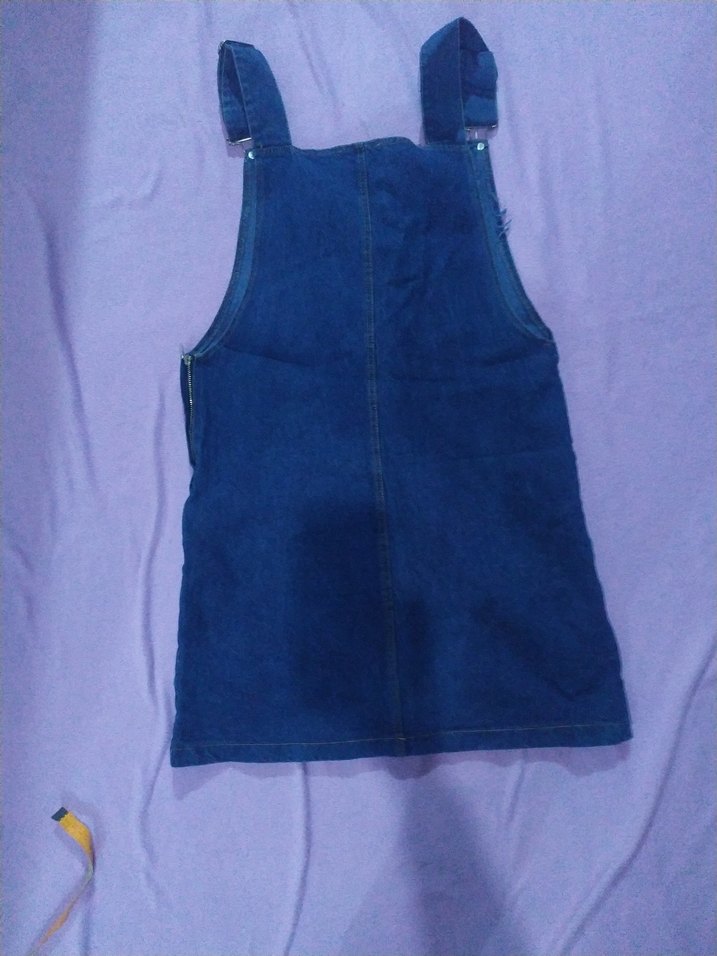 Kadın Lacivert Denim Midi Salopet - Görsel 4