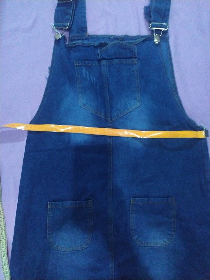 Kadın Lacivert Denim Midi Salopet - Görsel 3