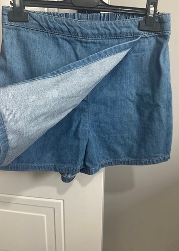 Mavi Kot Mini Şortlu etek - Görsel 2