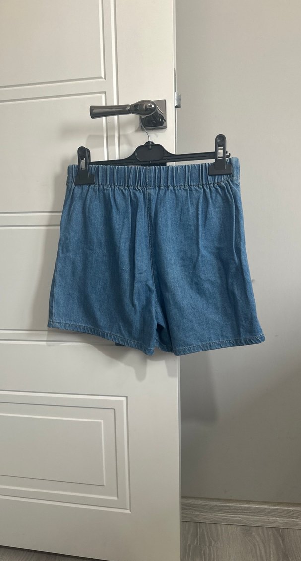 Mavi Kot Mini Şortlu etek - Görsel 3