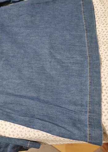 s Beden mavi Renk Mavi Denim Hamile Bluzu, Uzun Kollu, Düğmeli