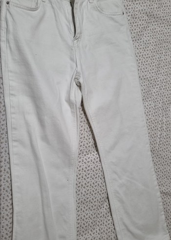 Beyaz Kadın Regular Fit Midi Kot Pantolon
