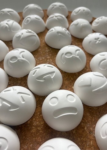 Beyaz Duygu İfadeleri Boyanabilir Taşlar - Görsel 3