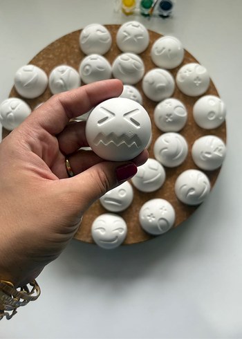 Beyaz Duygu İfadeleri Boyanabilir Taşlar - Görsel 6