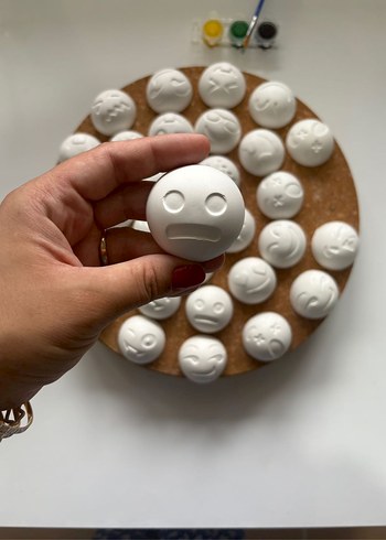 Beyaz Duygu İfadeleri Boyanabilir Taşlar - Görsel 7