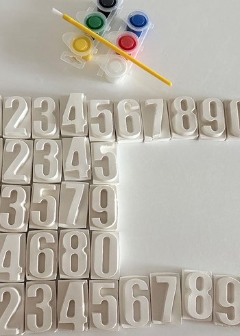 Beyaz Sayı Kalıpları ve Boya Seti - Görsel 5