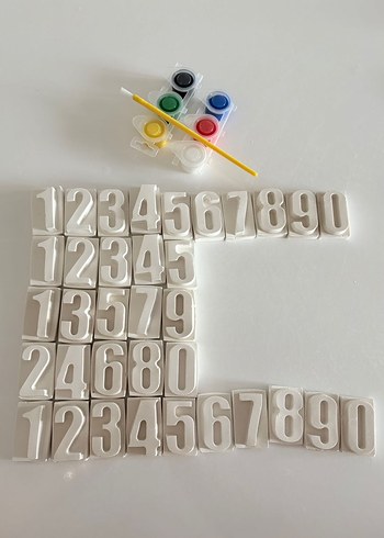 Beyaz Sayı Kalıpları ve Boya Seti - Görsel 3