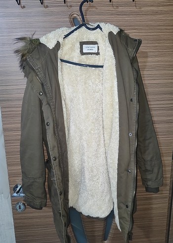 Diğer Haki Pelus Astarli Kapusonlu Kislik Parka