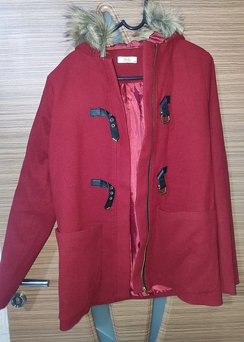 Diğer Kirmizi Kapusonlu Duffle Mont