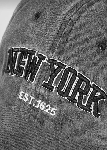 Gri Denim New York Nakışlı Şapka