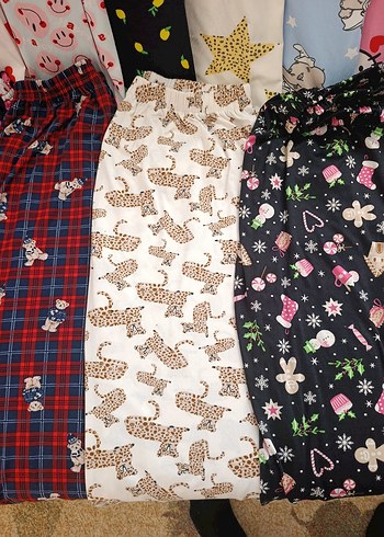 diğer Beden Renkli Desenli Rahat Kadın Pijama Altları