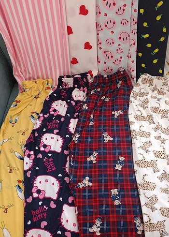 Renkli Desenli Rahat Kadın Pijama Altları