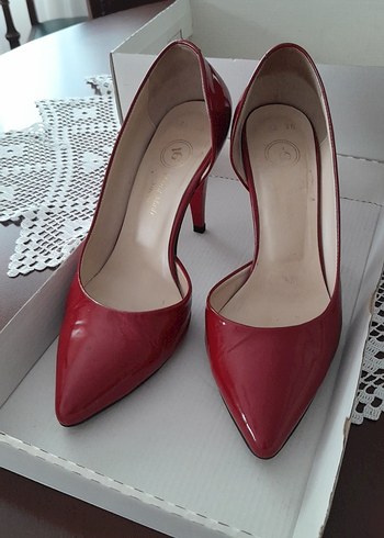 Parlak Kırmızı Stiletto Topuklu Kadın Ayakkabı - Görsel 4