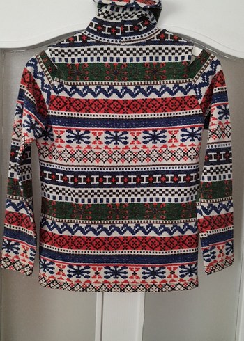 Renkli Desenli Bohem Kadın Triko Kazak - Görsel 5