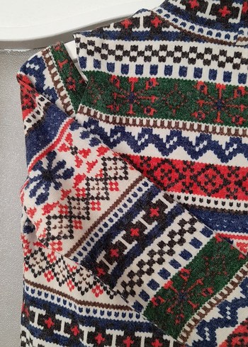 Renkli Desenli Bohem Kadın Triko Kazak - Görsel 6