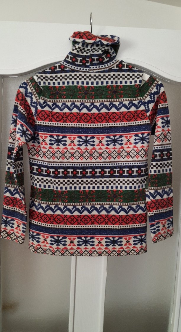 Renkli Desenli Bohem Kadın Triko Kazak - Görsel 5