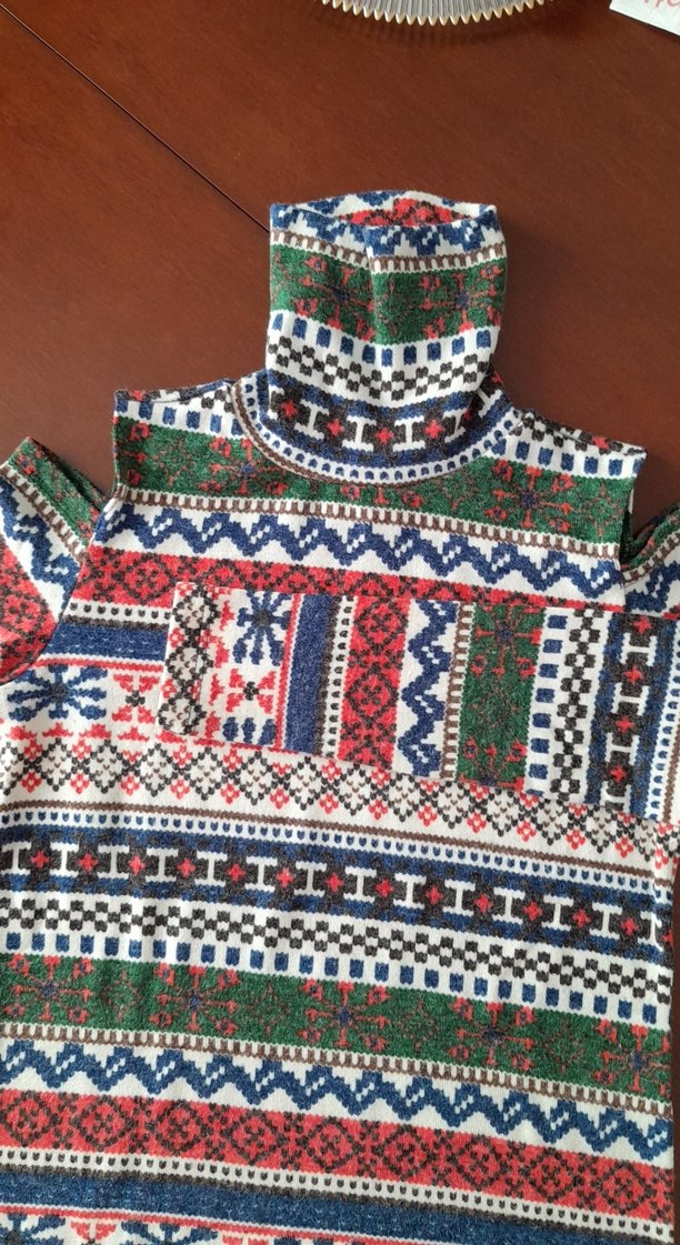 Renkli Desenli Bohem Kadın Triko Kazak - Görsel 2