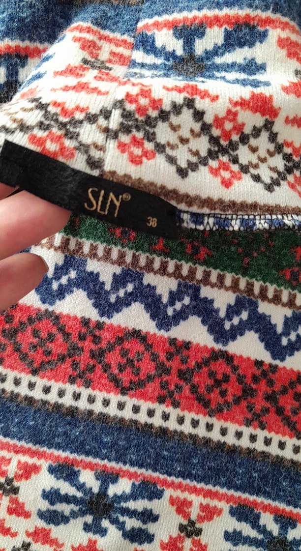 Renkli Desenli Bohem Kadın Triko Kazak - Görsel 3