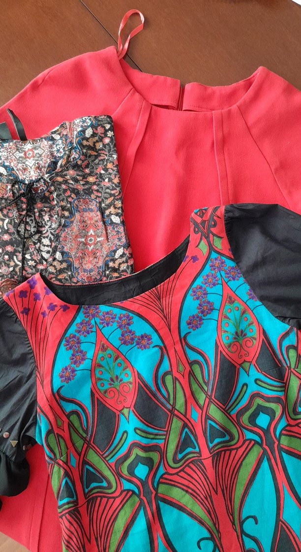 kırmızı baharlık diz boyu elbise Mango M - Görsel 2