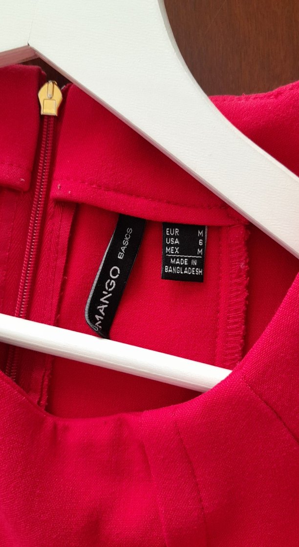 kırmızı baharlık diz boyu elbise Mango M - Görsel 3