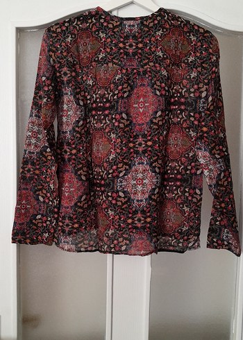 Püsküllü Çok Renkli Bohem Uzun Kollu Yumuşacık Bluz - Görsel 2