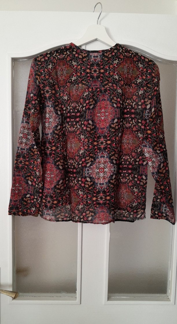 Püsküllü Çok Renkli Bohem Uzun Kollu Yumuşacık Bluz - Görsel 2