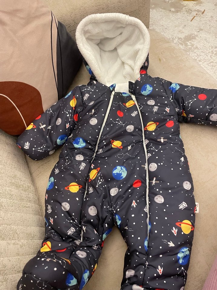 Desenli erkek bebek astronot mont - Görsel 3