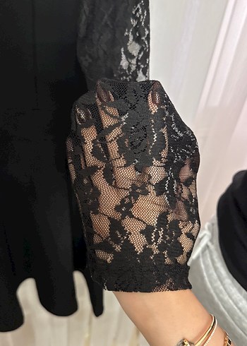 xl Beden siyah Renk Dantel Detaylı Siyah Midi Gotik Elbise