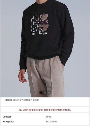 Lufian Erkek Siyah Ayıcık Temalı Sweatshirt