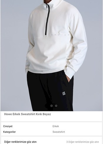 Lufian Erkek Kırık Beyaz Sweatshirt
