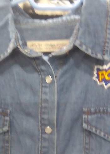 Nakışlı Düğmeli Jean Gömlek - Görsel 2