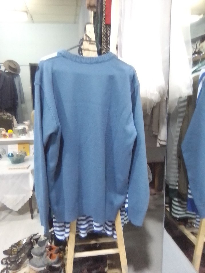 Mavi ve Gri Desenli Erkek Triko Kazak - Görsel 2