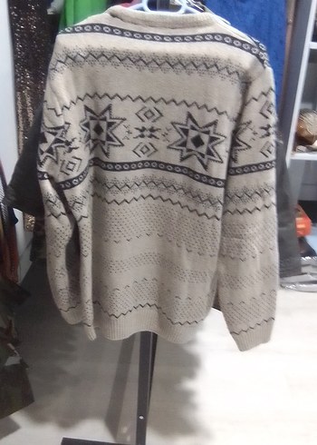 Gri Desenli Kadın Triko Kazak - Görsel 2