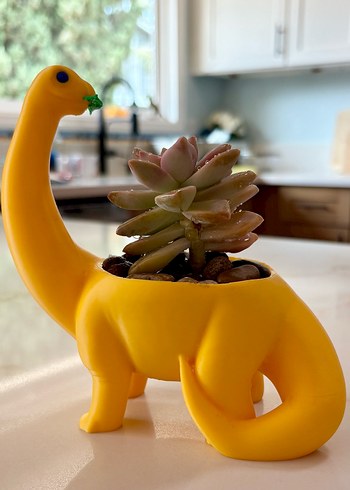 Beden kahverengi Renk Dinozor Tasarımlı Saksı 3d yazıcı