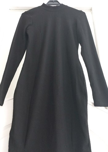 Uzun Kollu Siyah Midi Elbise - Görsel 2