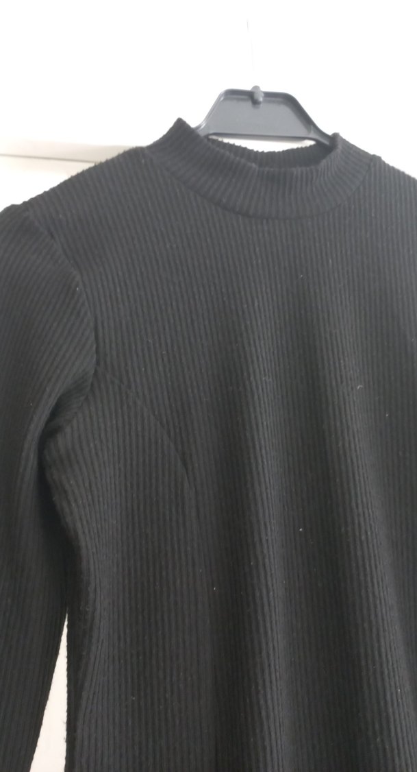 Uzun Kollu Siyah Midi Elbise - Görsel 4