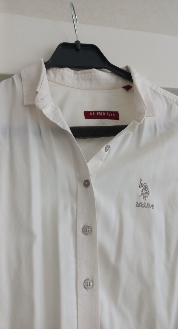 Düğmeli Beyaz Pamuk Gömlek - Görsel 5