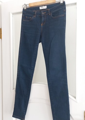 Düğmeli Lacivert Kadın Denim Pantolon - Görsel 6