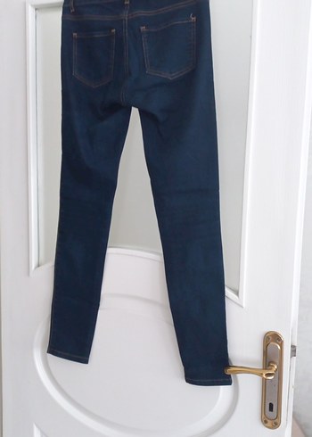 Düğmeli Lacivert Kadın Denim Pantolon - Görsel 5