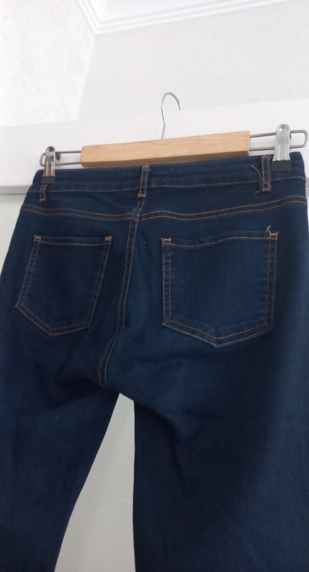 Düğmeli Lacivert Kadın Denim Pantolon - Görsel 4