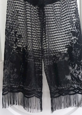 Dantel Detaylı Siyah Bohem Kadın Pantolon - Görsel 3