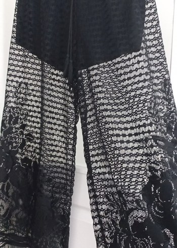 Dantel Detaylı Siyah Bohem Kadın Pantolon - Görsel 6