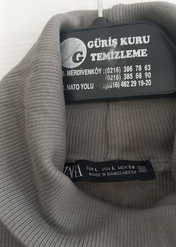 Gri Kısa Kollu Yüksek Yakalı Kadın tişört - Görsel 4