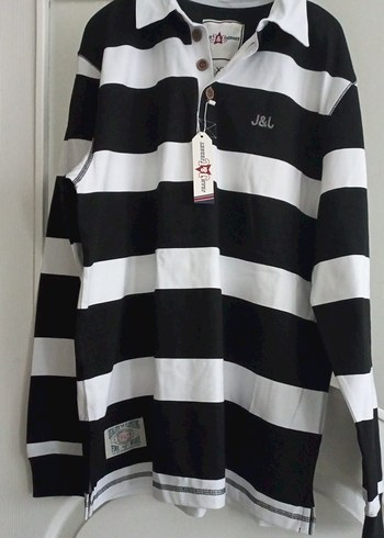 J&J Siyah Beyaz Çizgili Uzun Kollu Polo Tişört - Görsel 4