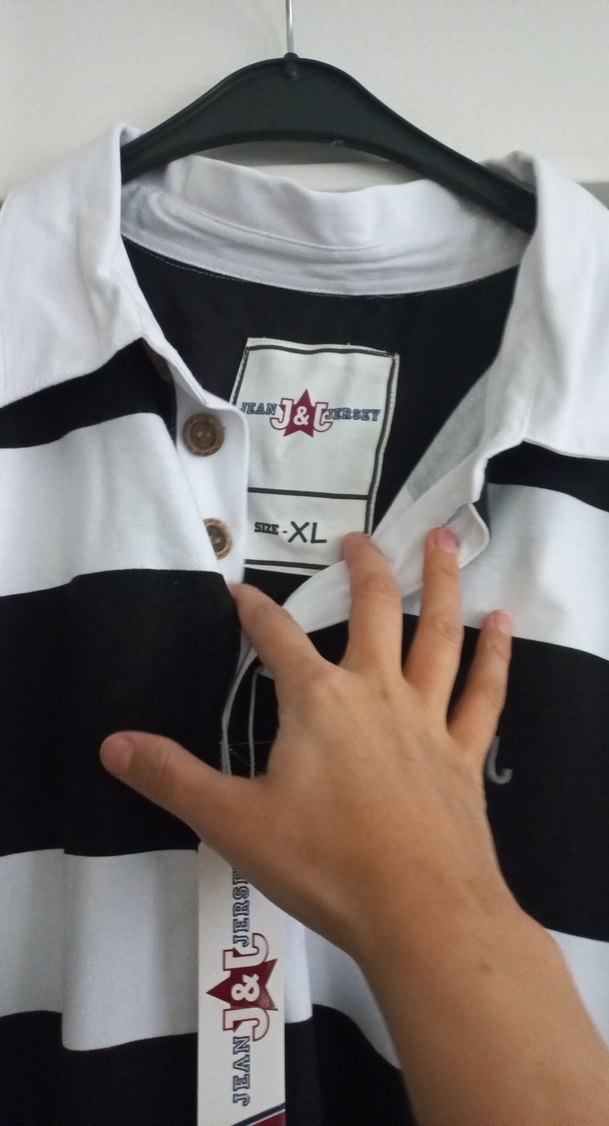 J&J Siyah Beyaz Çizgili Uzun Kollu Polo Tişört - Görsel 3