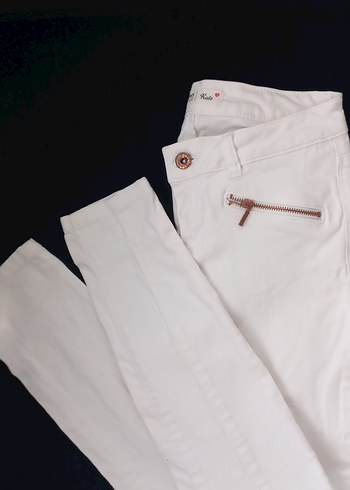 Kadın Beyaz kot Pantolon - Görsel 4