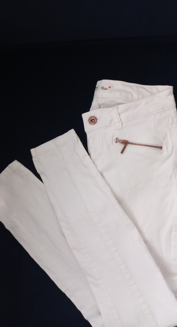 Kadın Beyaz kot Pantolon - Görsel 4