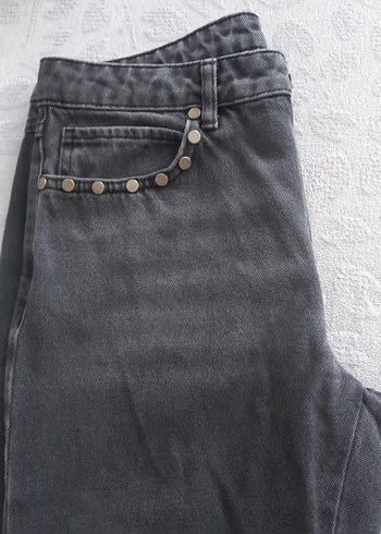 Gri Düğmeli Kadın Kot Pantolon - Görsel 6