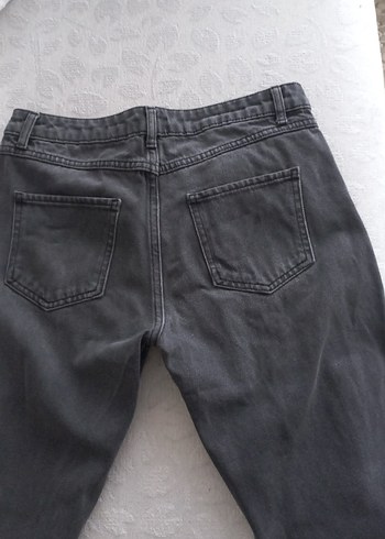 Gri Düğmeli Kadın Kot Pantolon - Görsel 4