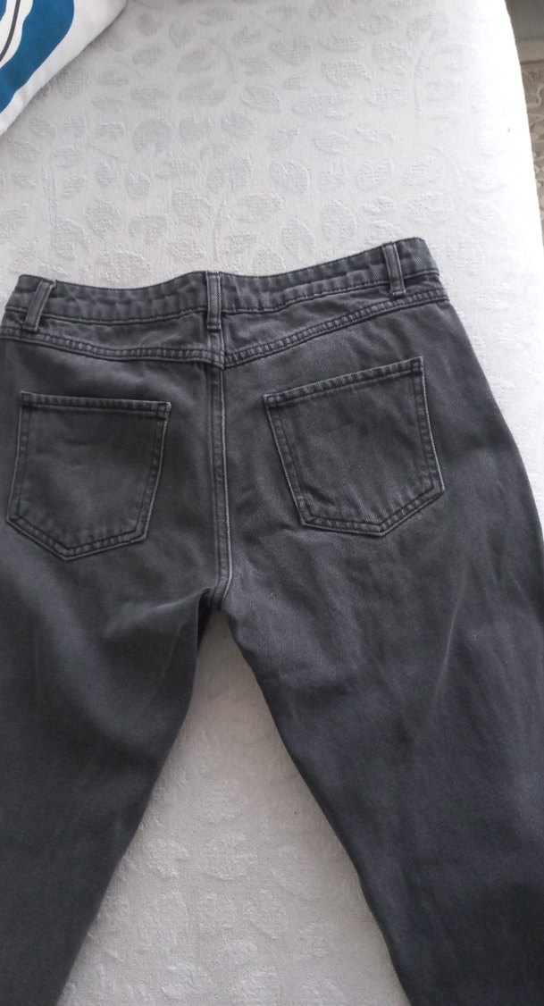 Gri Düğmeli Kadın Kot Pantolon - Görsel 4